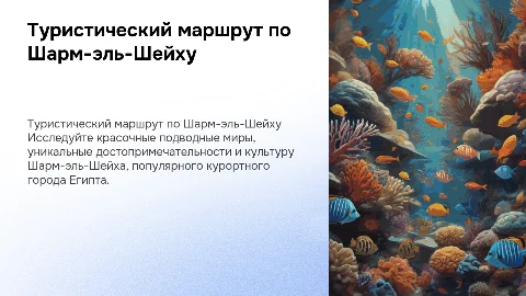 Туристический маршрут по египетскому городу Шарм эль Шейху