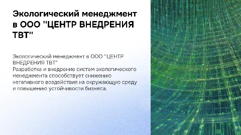 Системы экологического менеджмента в ООО “ЦЕНТР ВНЕДРЕНИЯ ТВТ”