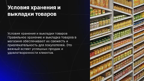 3.4. Условия хранения и выкладки товаров в магазине