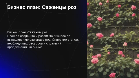 Бизнес план по выращиванию саженцев роз