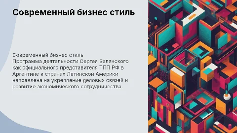 Современный бизнес стиль: Программа деятельности Сергея Белянского