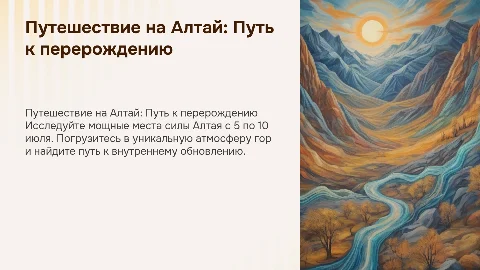 Тур на Алтай: Перерождение себя с 5 по 10 июля