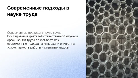 Современные подходы в научной организации труда