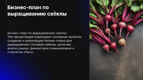 «Бизнес-план «Выращивание столовой свёклы»