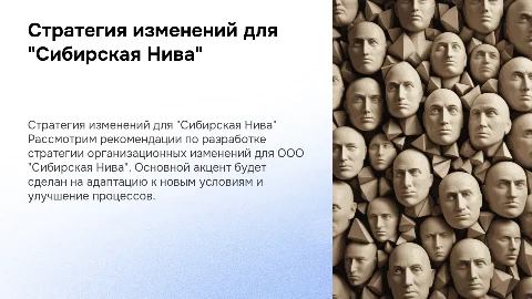 Стратегия организационных изменений для ООО "Сибирская Нива"