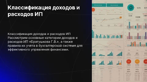 Классификация доходов и расходов ИП «Братушкова Г.В.»