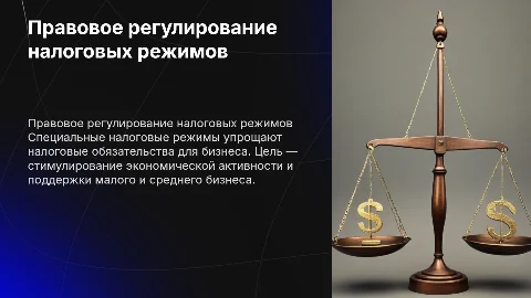 Правовое регулирование специальных налоговых режимов