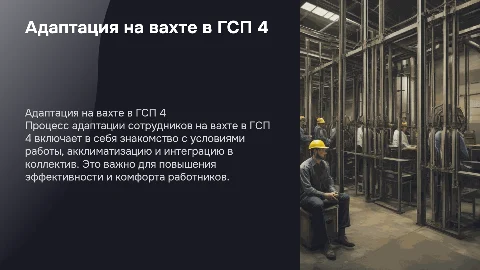 Адаптация сотрудников на вахте в ГСП 4