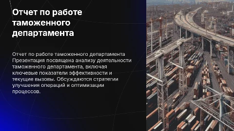 ОТЧЕТ ПО ТАМОЖЕННОМУ ДЕПАРТАМЕНТУ