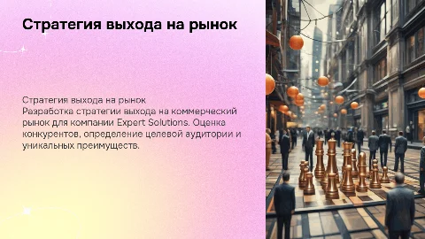 Стратегия выхода на коммерческий рынок для Expert Solutions