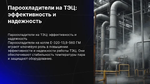 Пароохлодители на тэц на котле типа Е-320-13,8-560 ГМ