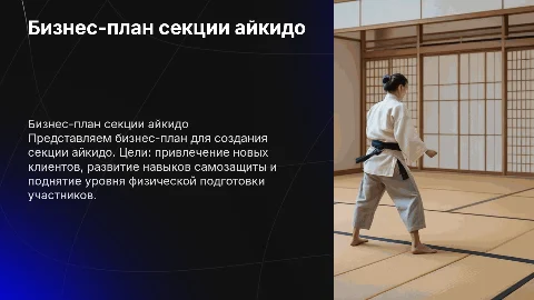 Бизнес-план организации секции айкидо