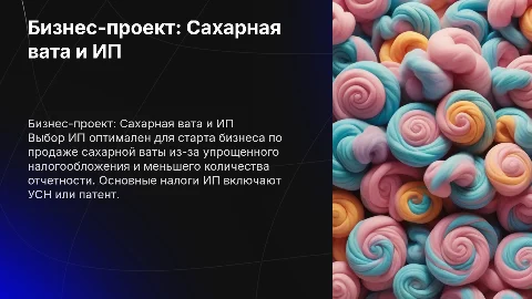 Бизнес проект по продаже сахарной ваты и ИП