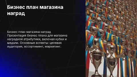 Бизнес план магазина наградной атрибутики. Кубки, медали