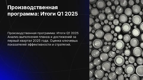 Выполнение производственной программы за 1 квартал 2025 года