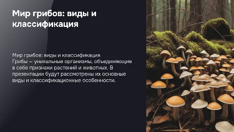 Презентация про грибы: виды и классификация