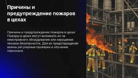 Причины возникновения пожаров в цехах и меры предупреждения