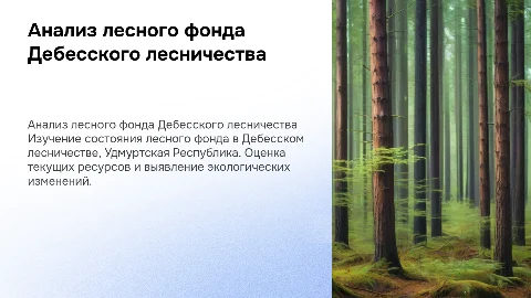 Анализ состояния лесного фонда в Дебесском лесничестве