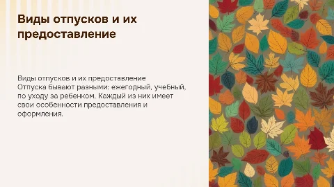 виды отпусков и порядок их предоставления