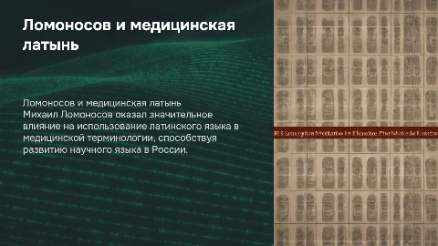 Вклад Ломоносова в латинский язык в медицине