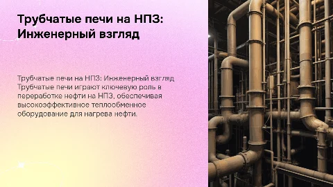 инженерная презентация о трубчатых печах на нпз