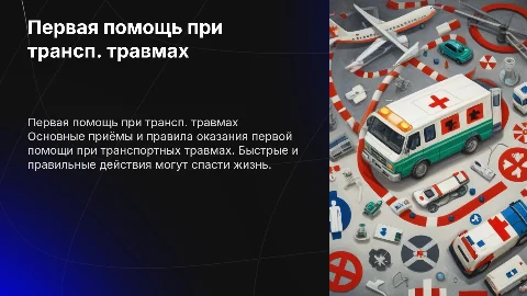 Приёмы первой помощи при травмах в транспорте