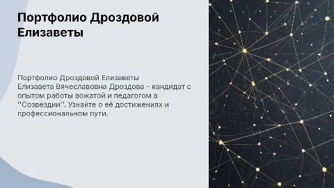 Портфолио Дроздовой Елизаветы Вячеславовны: опыт и достижения