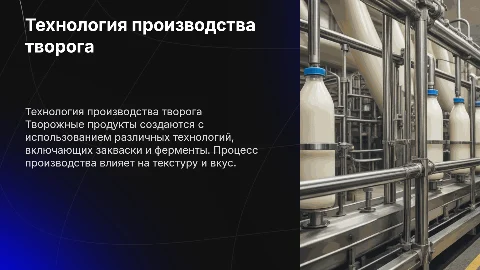 Технология производства творожных продуктов
