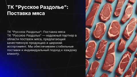 Презентация компании ТК "Русское Раздолье" по поставке мяса