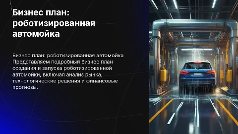 Подробный бизнес план на тему роботизированная автомойка