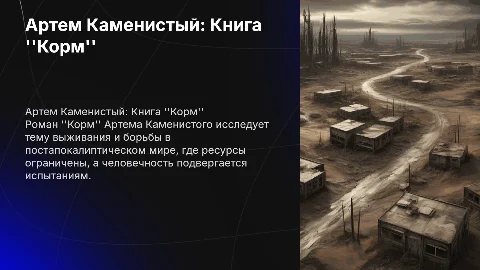 Книга ,,Корм" автор Артем Каменистый