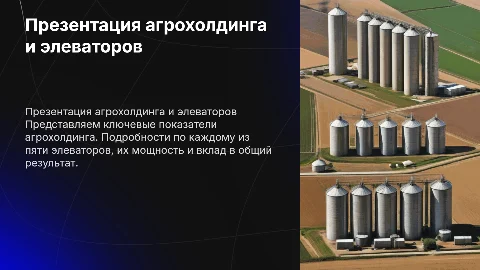 Презентация агрохолдинга: общие цифры и элеваторы