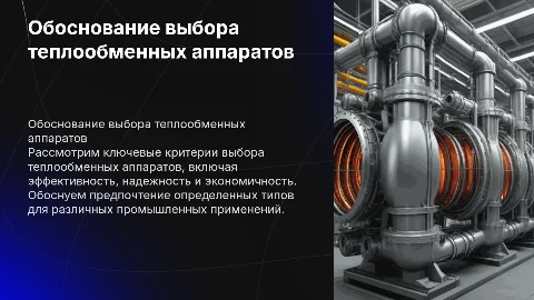 обоснование выбора теплообменных аппаратов