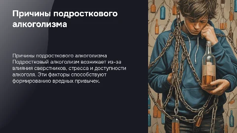 причины подросткового алкоголизма (80% графики,20% текст)