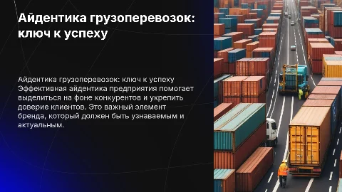 айдентика предприятия, занимающегося перевозками грузов