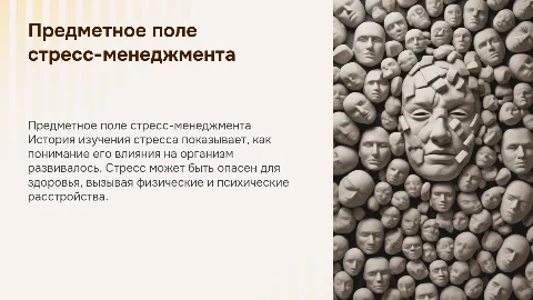 Предметное поле стресс-менеджмента и его влияние на здоровье