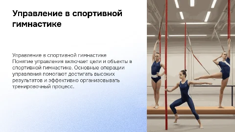 Управление в спортивной гимнастике: цели и операции