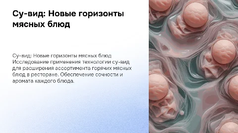 Разработка ассортимента горячих мясных блюд с су-вид