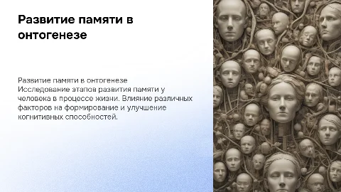 тема презентации развитие памяти в онтогенезе