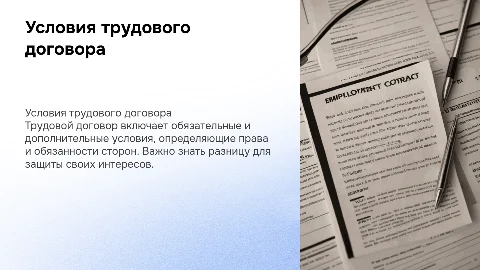 обязательные и дополнительные условия трудового договора