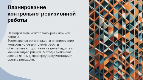 Организация и планирование контрольно-ревизионной работы