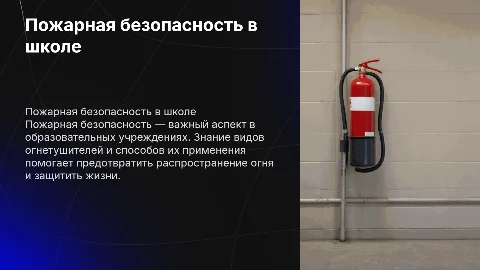 Пожарная безопасность в образовательном учреждении и огнетушители