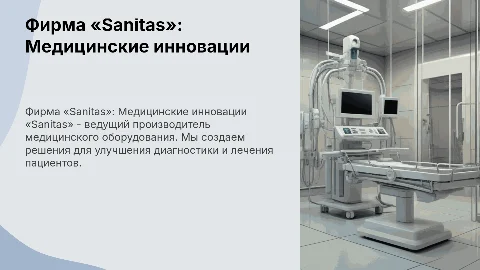 Фирма по производству медицинского оборудования «Sanitas»