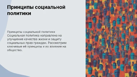 Принципы социальной политики (раскрыть каждый подробно)