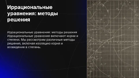 Иррациональные уравнения и методы их решения