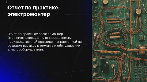 Отчет по практике электромонтера: ключевые аспекты