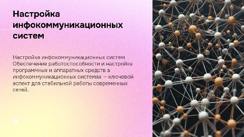 Настройка и обеспечение работоспособности инфокоммуникационных систем