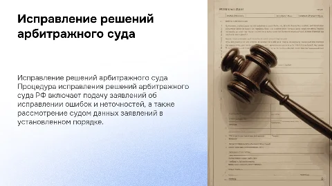 Порядок исправления решений Арбитражного суда РФ