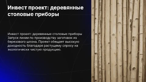 Инвест проект по производству деревянных столовых приборов