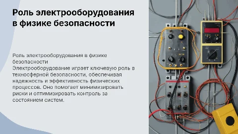 Электрооборудование в техносферной безопасности: презентация